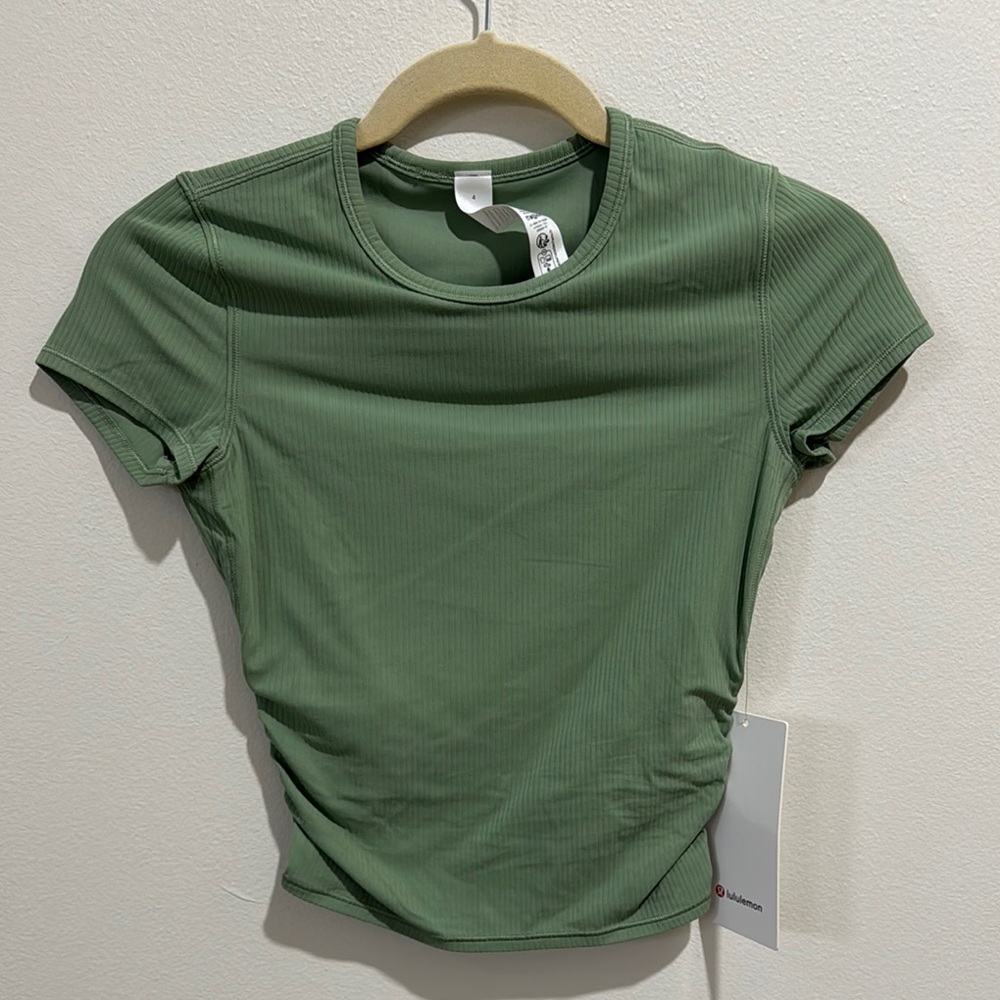 Lululemon All It Takes Back-Twist Rib Short Sleeve Desert Green NWT